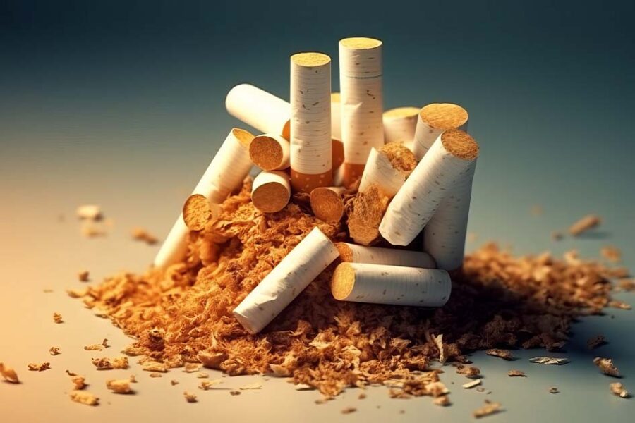 A pile of crushed cigarettes