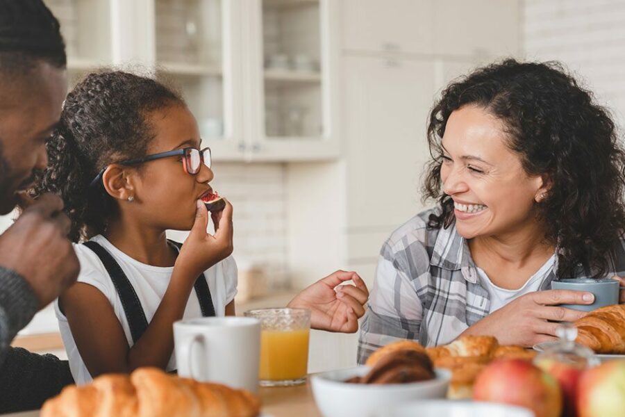 family having healthy snacks