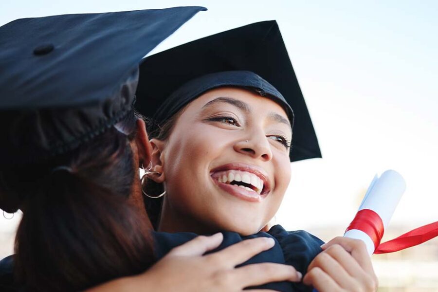 Young women graduating from college
