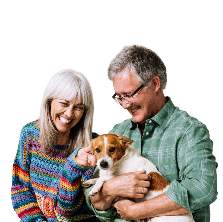 couple with dog