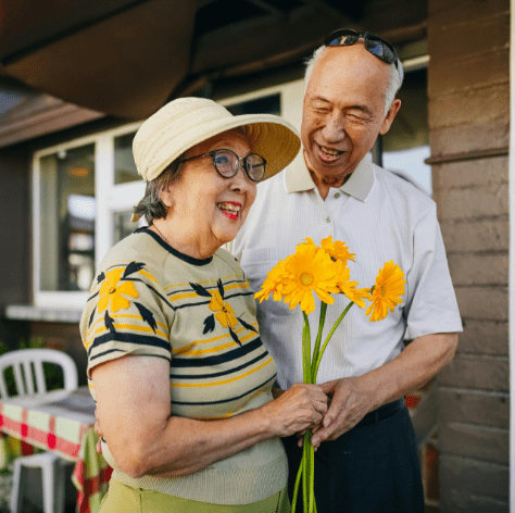 couple with flowers